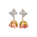 2026 New Copper Zircon Butterfly Flower Rose Stud Earrings Elegant Original Designer Style view 5
