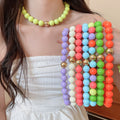 Acrylic Round Beaded Bracelet Necklace Jewelry Set Old Money Dopamine Statement Fashion Accessories view 2