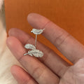 Copper Zircon Leaf Double Layer Clip-on Earrings Fashion Ear Cuff Jewelry For Non Pierced Ears view 3