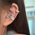 Copper Zircon Leaf Double Layer Clip-on Earrings Fashion Ear Cuff Jewelry For Non Pierced Ears view 1