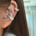 Copper Zircon Leaf Double Layer Clip-on Earrings Fashion Ear Cuff Jewelry For Non Pierced Ears view 4