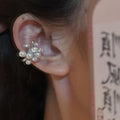 French Style Zircon Flower Faux Pearl Clip-on Earrings For Women Elegant Floral Ear Cuff Jewelry view 3