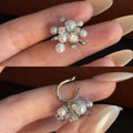 French Style Zircon Flower Faux Pearl Clip-on Earrings For Women Elegant Floral Ear Cuff Jewelry view 2