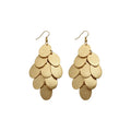 Matte Iron Waterdrop Sequin Tassel Drop Earrings, Vintage Geometric Oval Statement Style view 5