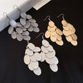 Matte Iron Waterdrop Sequin Tassel Drop Earrings, Vintage Geometric Oval Statement Style view 3