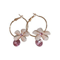 Resin Flower Hoop Earrings With Zircon Rhinestones, Sweet Playful Girls Jewelry view 5