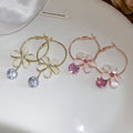 Resin Flower Hoop Earrings With Zircon Rhinestones, Sweet Playful Girls Jewelry view 2
