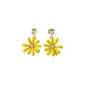 Yellow Glass Flower Stud Earrings For Women, Fresh Sweet Vacation Style Versatile Jewelry view 5