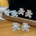 French Enamel Flower Copper Stud Earrings For Women Minimalist Light Luxury Office Style view 3