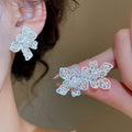 French Enamel Flower Copper Stud Earrings For Women Minimalist Light Luxury Office Style view 2