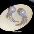 Luxury Alloy Full Rhinestone Pearl Tassel Drop Earrings For Women Geometric Round Banquet Style view 4