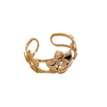 European American Style Iron Hollow Floral Open Cuff Bracelet Ring Jewelry Set view 5