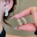 French Vintage Teardrop Faux Pearl Stud Earrings For Women, Light Luxury Geometric Round Design view 1