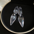Resin Teardrop Pendant Drop Earrings With Silver Needle Posts Fashion OL Style view 2
