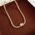 Copper Zircon Mother Of Pearl Star Necklace Sweet Cool Palace Style Clavicle Chain view 4