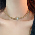 Copper Zircon Mother Of Pearl Star Necklace Sweet Cool Palace Style Clavicle Chain view 3