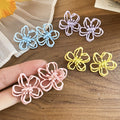 Alloy Pink Hollow Flower Stud Earrings Sweet Spring Light Luxury Floral Jewelry view 1