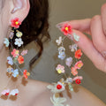 Resin Fabric Flower Stud Earrings For Women Fresh Sweet Beach Vacation Niche Design Jewelry view 1