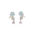 Sweet Floral Star Zircon Copper Drop Earrings With Silver Needle Posts view 5