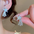 Sweet Floral Star Zircon Copper Drop Earrings With Silver Needle Posts view 4