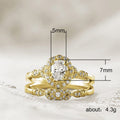 Gold-Tone Oval Halo Crystal Two-Piece Ring Set Jewelry view 5