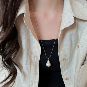 Old Money Swarovski Pearl Bow Geometric Irregular Sweater Necklace For Women