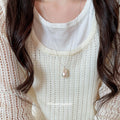 Old Money Swarovski Pearl Bow Geometric Irregular Sweater Necklace For Women view 3