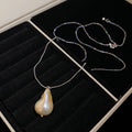 Old Money Swarovski Pearl Bow Geometric Irregular Sweater Necklace For Women view 4