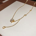 18K Gold Plated Copper Zircon Round Geometric Hourglass Pendant Necklace Light Luxury Clavicle Chain view 4