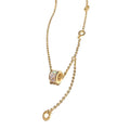 18K Gold Plated Copper Zircon Round Geometric Hourglass Pendant Necklace Light Luxury Clavicle Chain view 5