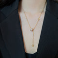 18K Gold Plated Copper Zircon Round Geometric Hourglass Pendant Necklace Light Luxury Clavicle Chain view 3