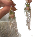 French Vintage Rose Faux Pearl Tassel Drop Earrings Sweet Floral Long Elegant Jewelry view 5