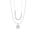Light Luxury Double Layer Faux Pearl Necklace With Zircon Star Beads Delicate Clavicle Chain view 4