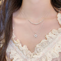 Light Luxury Double Layer Faux Pearl Necklace With Zircon Star Beads Delicate Clavicle Chain view 2