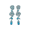 Luxury Copper Zircon Hollow Oval Flower Earrings Ring Bracelet Jewelry Set For Banquet view 5