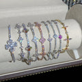 Korean Minimalist Copper Zircon Geometric Diamond Flower Bangle For Women Fashion Jewelry view 1