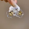 Korean Style Rhinestone Resin Flower Stud Earrings For Women, Light Luxury Floral Jewelry view 3