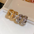 18K Gold Plated Copper Zircon C Shape Stud Earrings Minimalist Modern Geometric Jewelry view 1