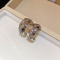 18K Gold Plated Copper Zircon C Shape Stud Earrings Minimalist Modern Geometric Jewelry view 3