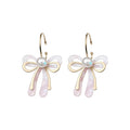 Vacation Style Acetate Bow Faux Pearl Stud Earrings With Silver Pins view 5