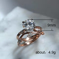 Rose-Gold-Tone Leaf Wrap Two-Piece Crystal Ring Set view 5