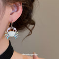 Cute Cartoon Enamel Crab Copper Earrings Light Luxury Minimalist Animal Ear Cuffs view 3