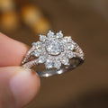 Women's Flower Snowflake Light Luxury Ring Style Elegant Princess Jewelry For view 3