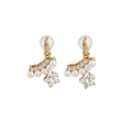 14K Gold Plated Zirconia Faux Pearl Flower Clip-on Earrings For Women Sweet Luxury Style view 5