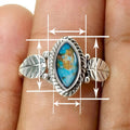 Marquise Bohemian Leaf Ring For Women, Faux Turquoise Sticker Ethnic Style Jewelry For Live Sale view 4