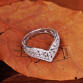Stackable V Shape Ring For Women, Light Luxury Geometric Half Circle Band Korean Jewelry view 4