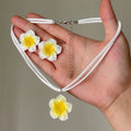 Fresh Style Color Changing Resin Frangipani Flower Necklace Earrings Jewelry Set For Women view 1