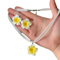 Fresh Style Color Changing Resin Frangipani Flower Necklace Earrings Jewelry Set For Women view 5