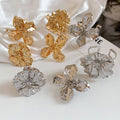 2026 Luxury Iron Metal Flower Bangle Ring Geometric Statement Hand Jewelry For Women view 4