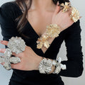 2026 Luxury Iron Metal Flower Bangle Ring Geometric Statement Hand Jewelry For Women view 1